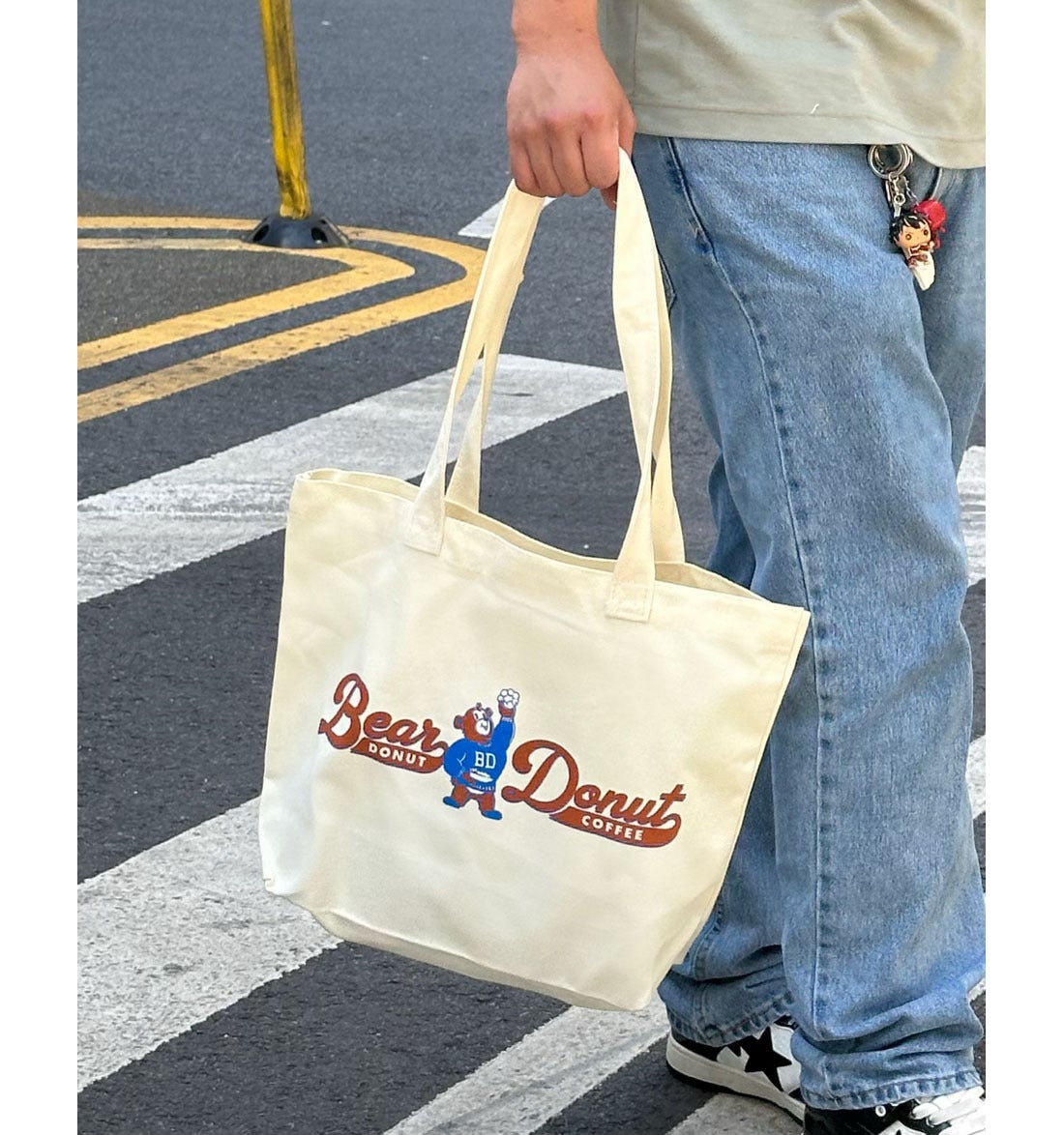 Everyday Canvas Tote Bag Bear Donut